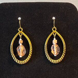 Handmade Earrings - Peach & Gold